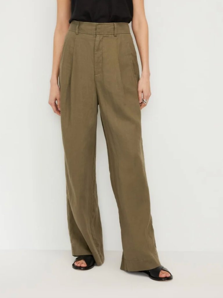 Everlane Women's Olive Green The Linen Way-High Drape Pants Size 6